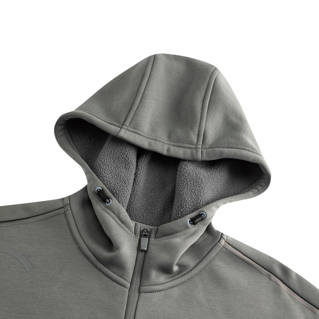 Anta Training Series Men's Gray-Green Knit Windproof Hooded Sports Jacket 952547701-2