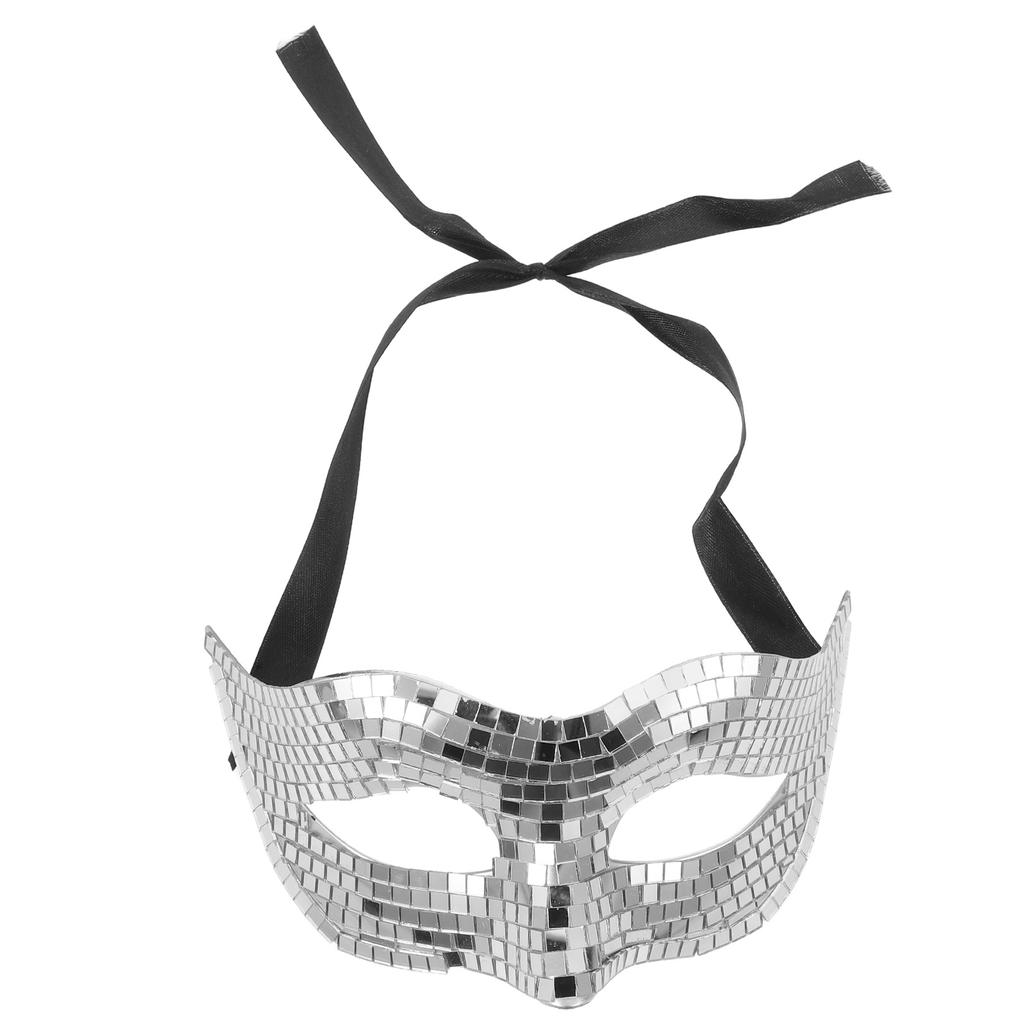 Shiny Disco Mask Silver Half Face Glitter Masquerade for Women Men Carnival Party Prom Ball Halloween Festival Dance Costume