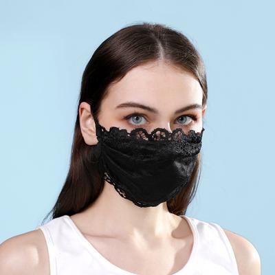 Protection faciale en dentelle florale noire, ajustable, respirante, simple, double couche, pour le cyclisme, la course à pied, l'été, pour femmes