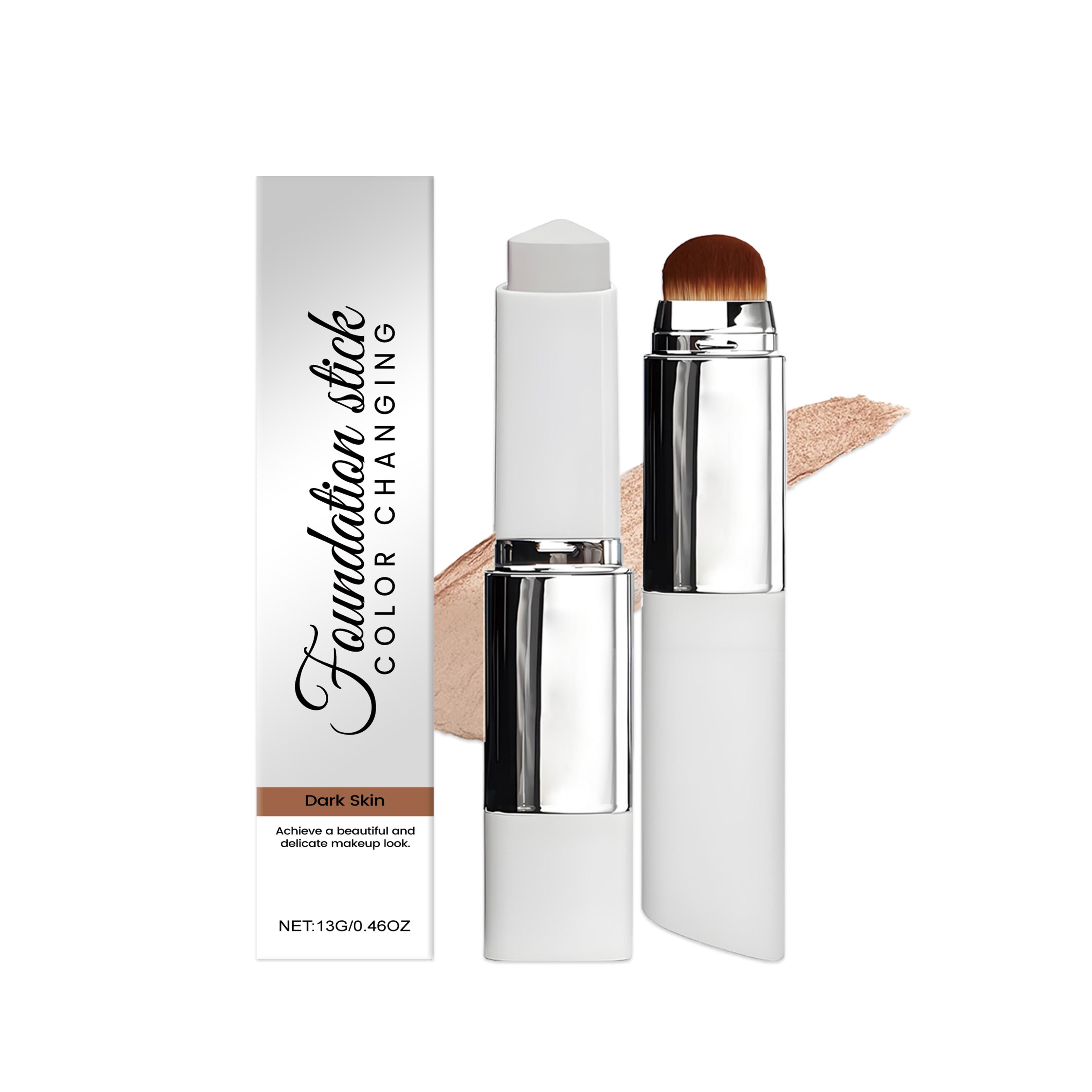 Deep-skin tone two-in-one color-changing foundation stick. Lightweight, moisturizing, brightens, nourishes the skin Matte, clear, and luminous finish