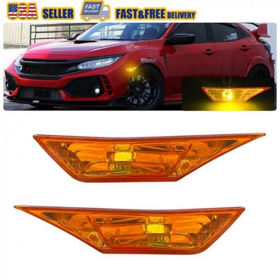 

Front Fender Side Marker Light Set RH LH W/ LED Bulbs For 2016- HONDA CIVIC