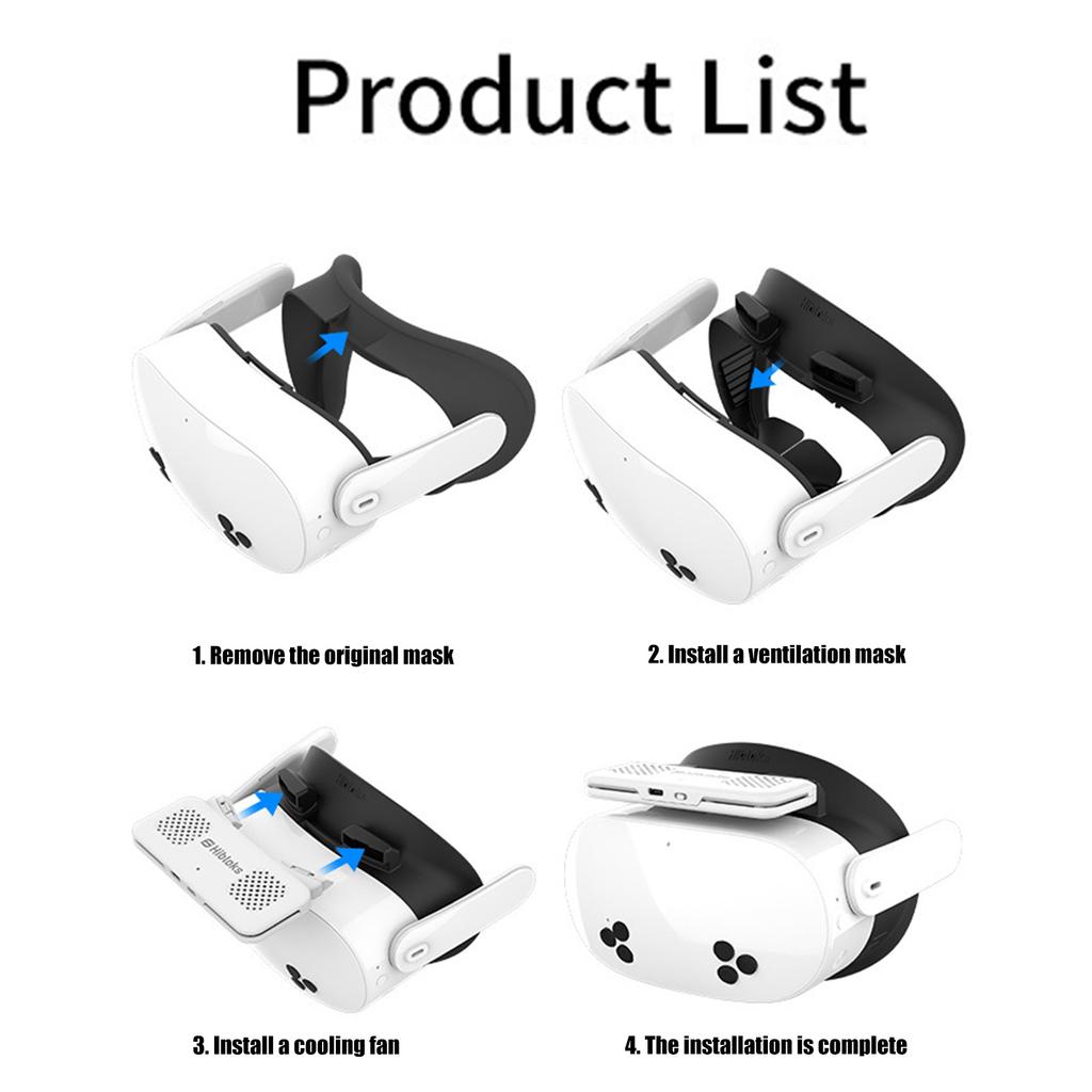 Cooling Fan VR Face Pad Anti Fog Sweatproof Virtual Reality Accessory Enhances Gaming Comfort For Oculus Quest 3S