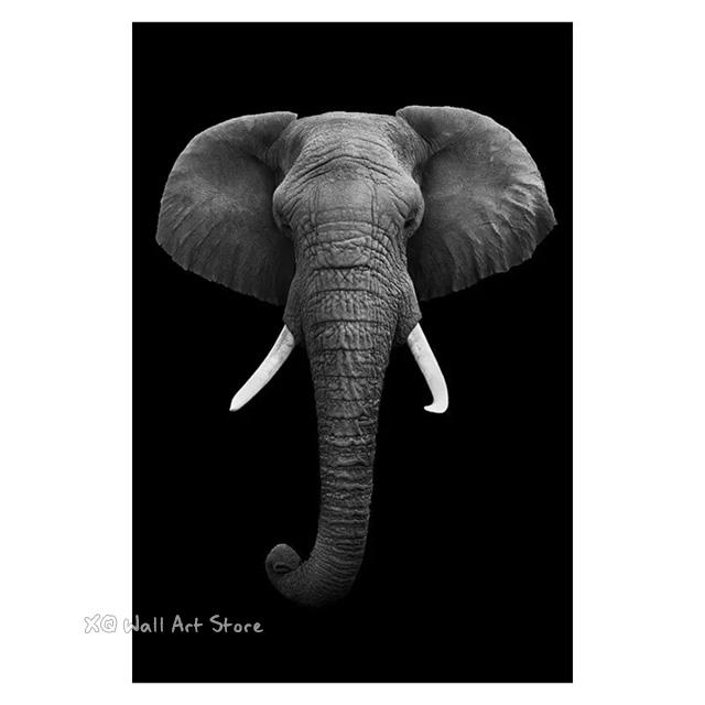 Black White Animals Art Canvas Paintings On The Wall Lion Tiger Elephant Posters and Prints Wall For Living Room Home Frameless