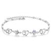 S999 Heart-to-heart Silver Bracelet for Women, Heart-shaped Interlocking Japanese and Korean Jewelry Accessories, Birthday Gift for Best Friend