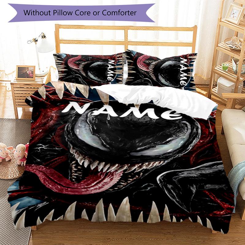 3pcs Venom3 Cover Set - Personalized Name, HD Printed Bedding with 1 Cover and 2 Pillowcases - Perfect for Home Decor, Easy Care