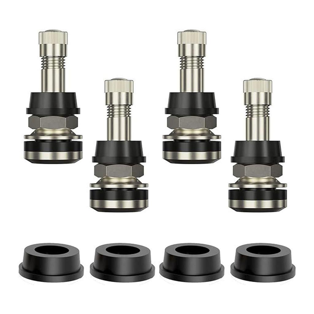 Set di 4 Pezzi Valvole per Pneumatici Auto in Metallo Valvole per Pneumatici in Metallo Valvole per Pneumatici in Metallo Valvole a Montaggio Esterno Stelo Valvole in Acciaio Inossidabile