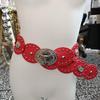 Women's Retro Oval Western-Style Leather Belt with Denim Waistband Decoration