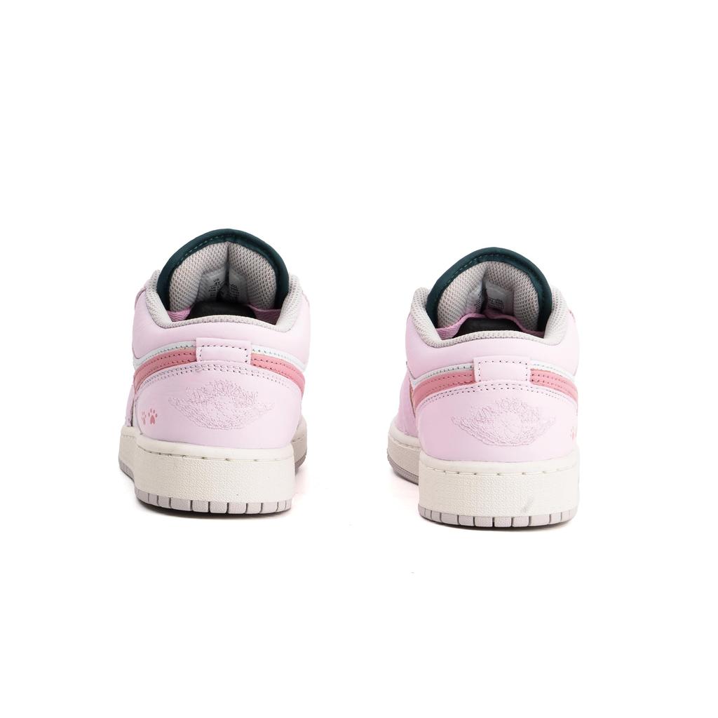 Jordan Air Jordan 1 Cushioning, Wear Resistant Low Top Vintage Basketball Shoes Unisex Pink White FQ7687-300(Team1106-)