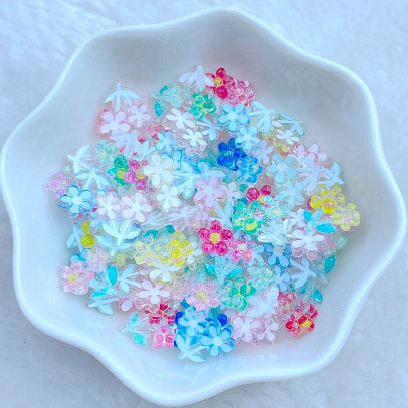 50Pcs New Cute 11mm Resin Mini Flower Series Flat Back Manicure Parts Embellishments For Hair Bows Accessories