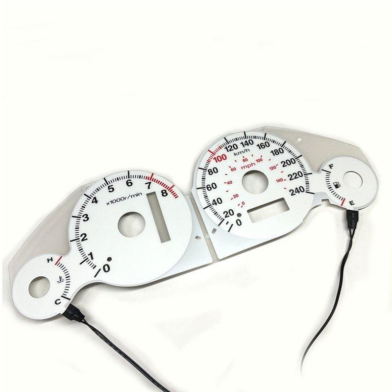 EL Glow Gauge Speedometer Tachometer Faceplate for Honda Civic 2001 White Panel Blue Light