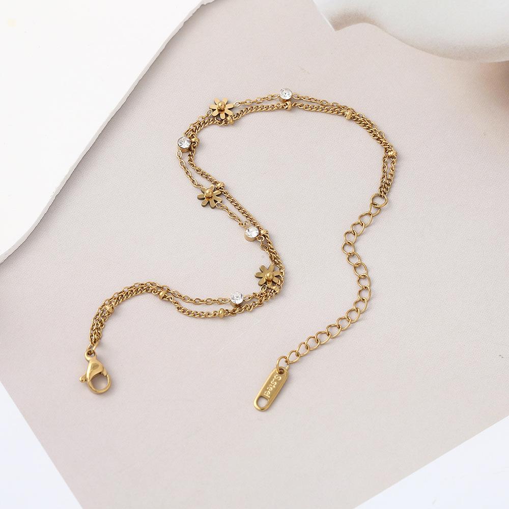 Elegant Multi-Layer Flower Bracelet & Anklet in Titanium Steel for Women