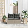 vidaXL 2-seater Garden Sofa with Cushions In Grey Poly Rattan 42006777