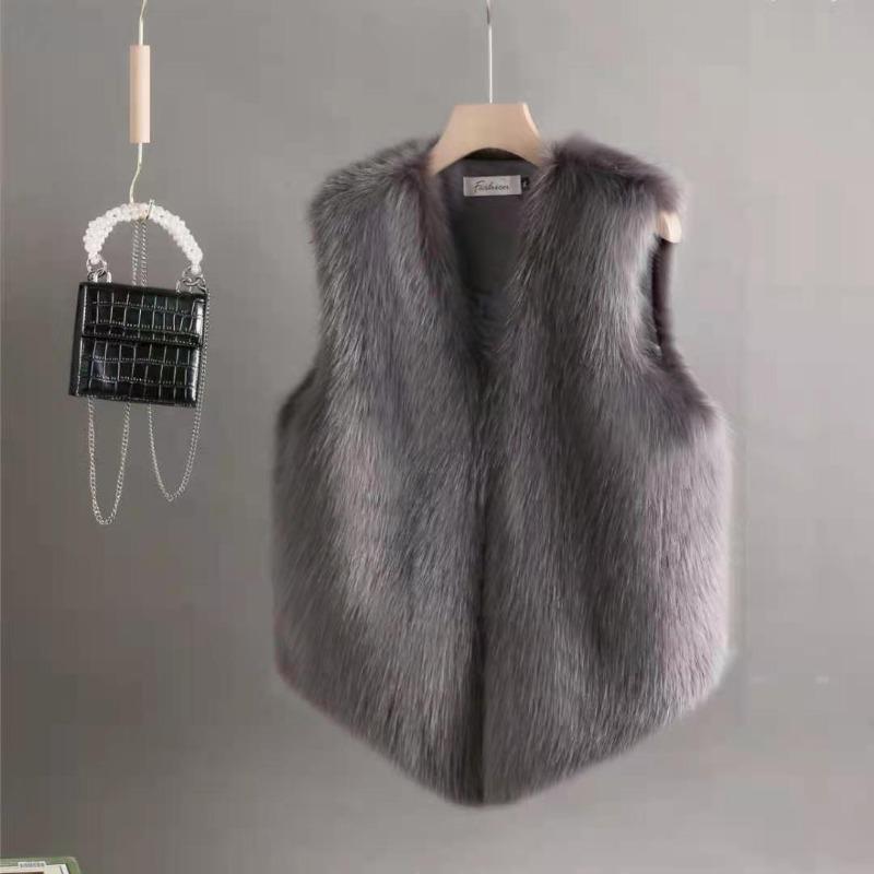 Autumn and winter new fur vest women's short imitation Rex rabbit hair vest slim and thin fur vest vest