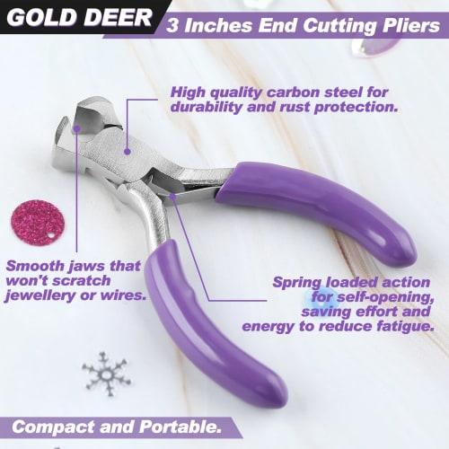 GOLD DEER Mini End Nippers, Small Tool for Crafts, Rust-Resistant with Plastic Spring, Cutting Tool for Precision Work, Forging, Professional Hobby, C