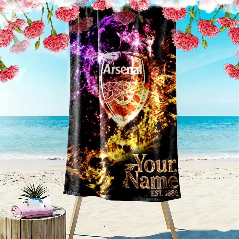 Name Custom FC Logo Arsenal Print Beach Towel, Large Soft Quick Dry Towel for Beach Camping Swimming