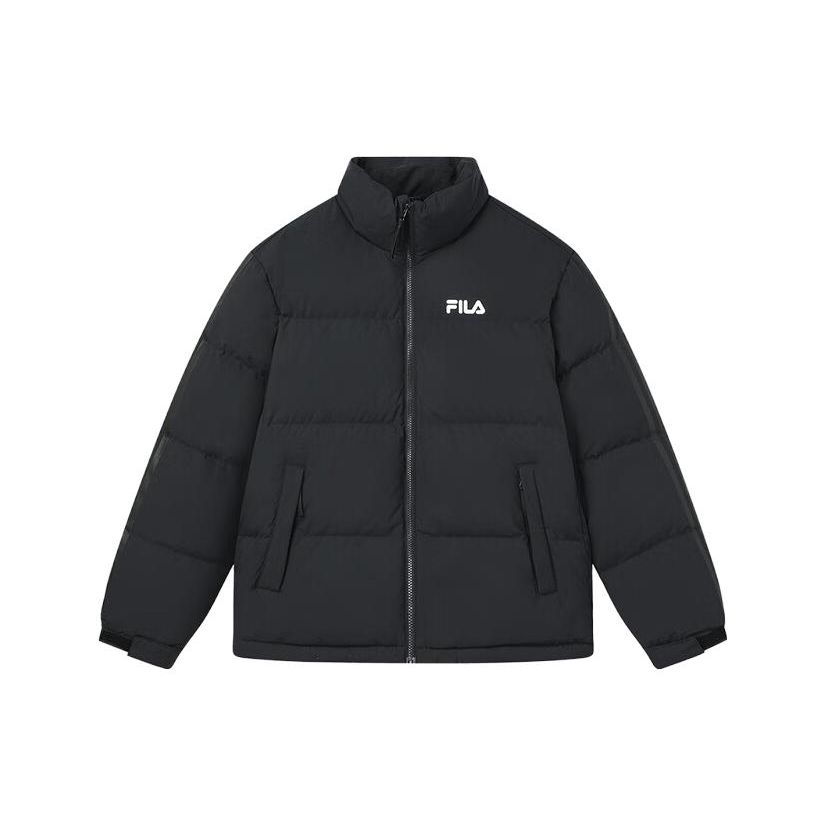 FILA Letter Logo Printed Lined Loose Thick Warm Jacket Down Coat Unisex jackets Black F51U349901F-BK