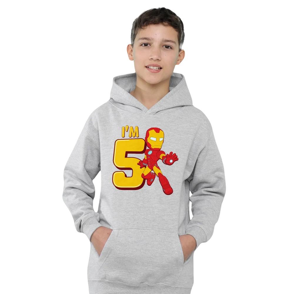 Marvel Childrens/Kids Iron Man Cute 5th Birthday Hoodie