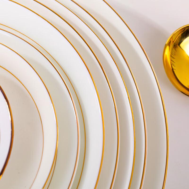 Jingdezhen Gold Rim Ceramic Dinner Plates