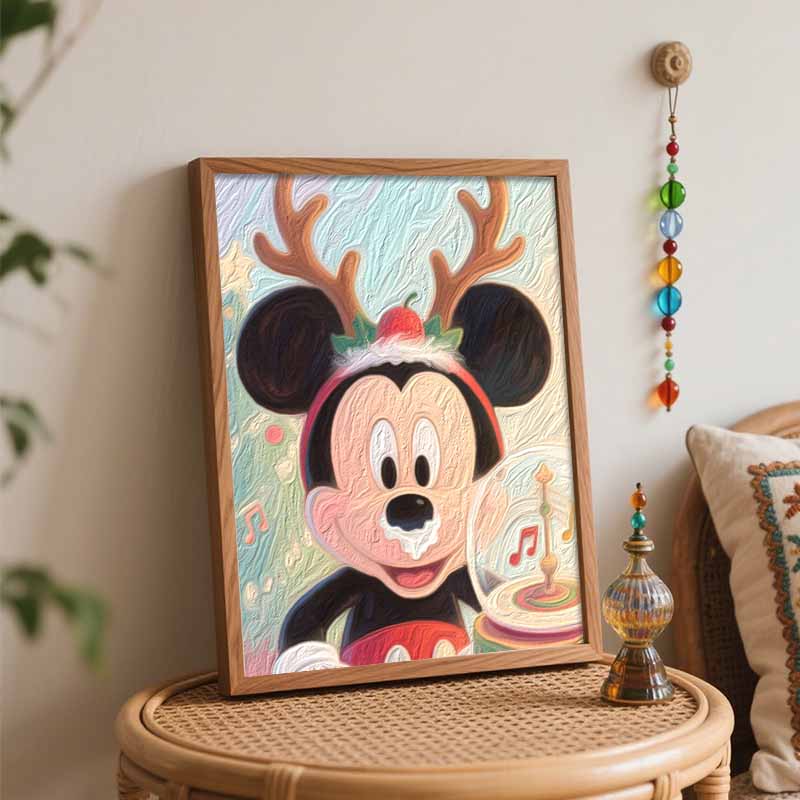 Disney Christmas Mickey Digital Oil Painting Hand Painting Home Decoration Painting