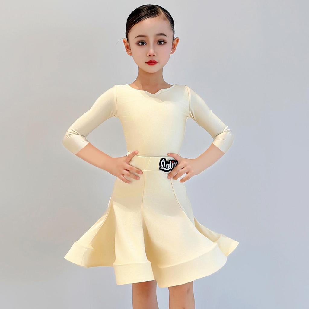 Abbigliamento da Allenamento Latino per Ragazze Vestito da Ballo da Sala Costume da Competizione Bambini Salsa Abbigliamento da Pratica Ballroom Colorato