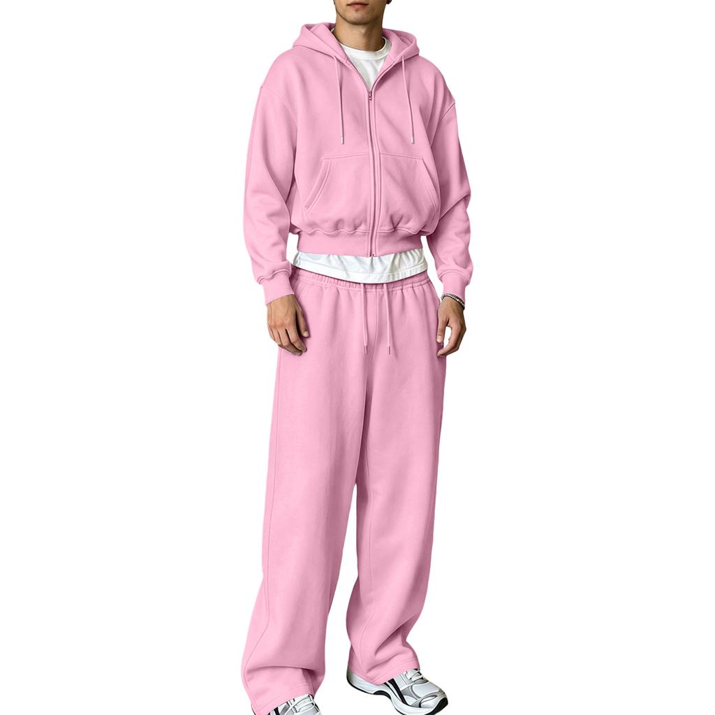 Ensemble Sweat à Capuche zippé et Pantalon de Jogging assortis pour Tenue Casual d'Hiver