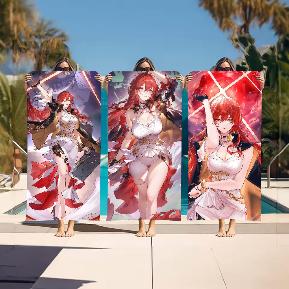 H-Himekos Game H-Honkais Star Rail Towel Sports Quick Dry Travel Camping Gear Sandproof Soft Light Large Beach Towel