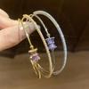 Korean Zircon Round Open Bangle - Elegant and Versatile Women's Jewelry