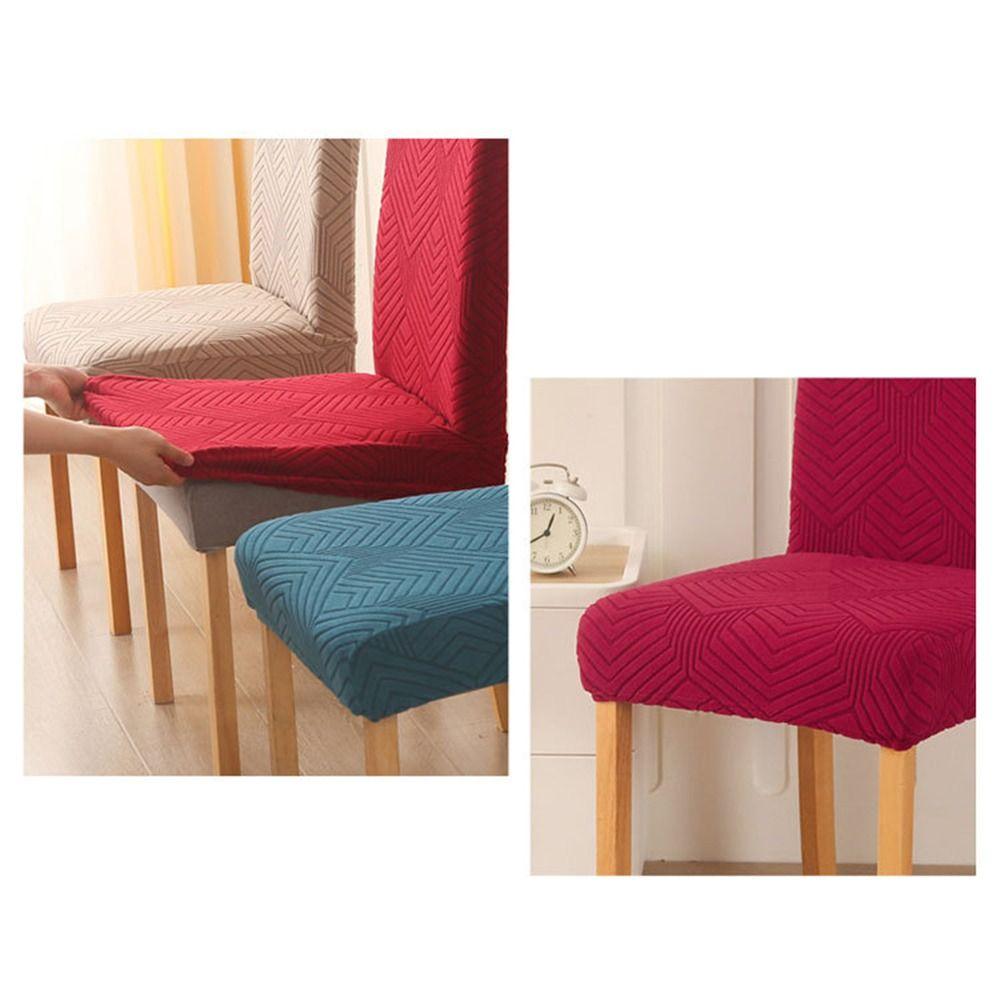 Elastic Stretch Dining Chair Cover Dustproof Solid Color Jacquard Chair Cushion Cover Waterproof Chair Protectors Home Dining
