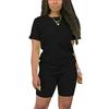 Women's 2 Piece Casual Sports Solid Color Suit Short Sleeve Top And Pants Set