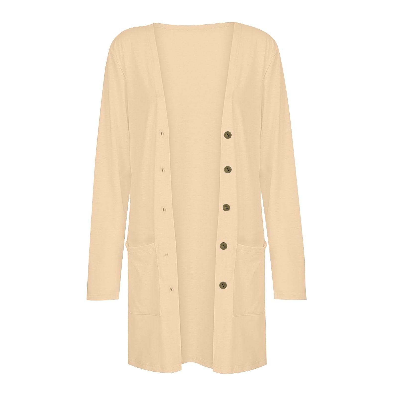 Женская мода Свободный повседневный карманный однотонный кардиган с длинными рукавами — фото 4