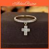 Cross Princess Color Silvergold Rings For Women Female Jesus Cross Pendant Ring Stone Inlay Ring Engagement Wedding Band Ring