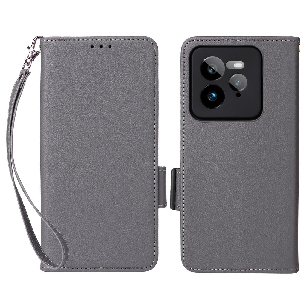 For Realme GT 7 Pro 5G Case with Wrist Strap Litchi Texture PU Leather Wallet Phone Cover