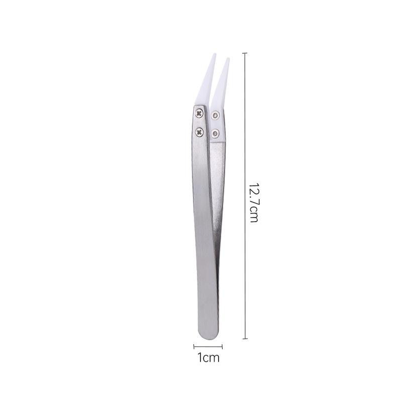 1pc Ceramic Tipped Stainless Steel Tweezers Tips Heat Pointed Resistant Tweezer Electronic Soldering Tweezers Fine Pointed Tip