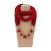 Vintage Style Beaded Pendant Scarf Solid Color Beaded Shawl Wrap Ethnic Necklace Scarf  Party