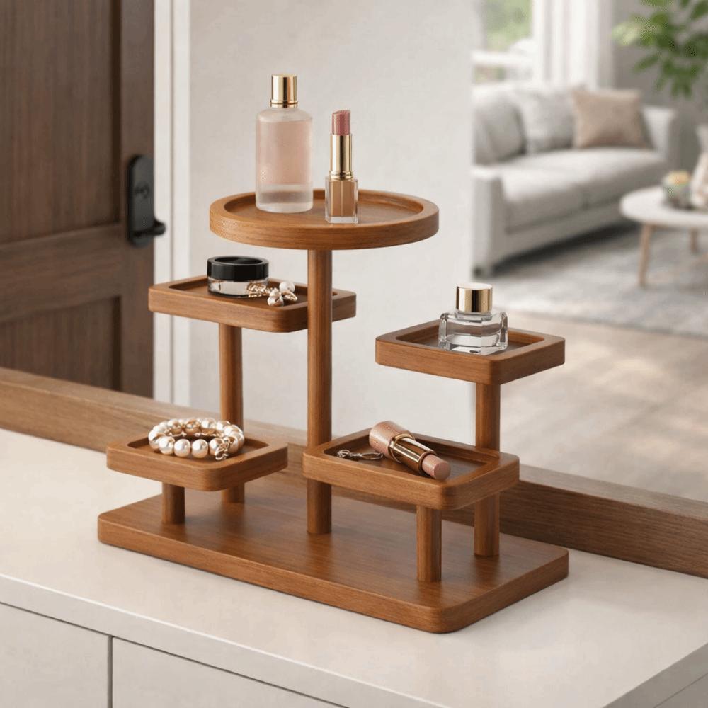 Large Capacity Wooden Storage Rack Decorative Space Saving Jewelry Display Rack Waterproof Moisture-proof