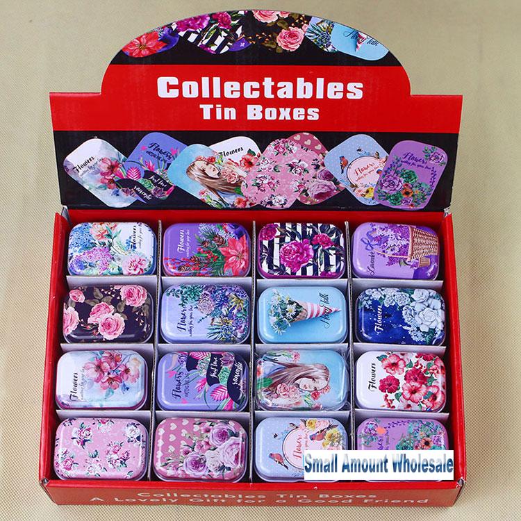 32Pcs(1Box) Cute Mini Tin Metal Box Sealed Pill Box Jewelry Candy Box Small Storage Cans Coin Earrings Headphones Gift Boxes