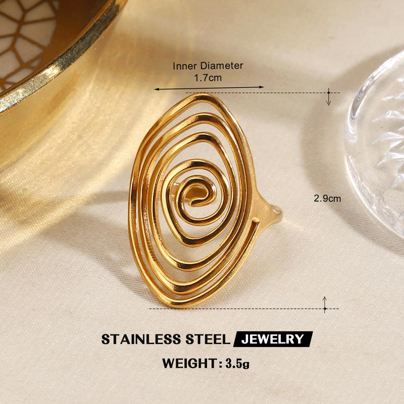 Stainless Steel Geometric Open Ring for Women Delicate Irregular Leaf Heart Wing Spiral Ring Casual Retro Versatile Jewelry Gift