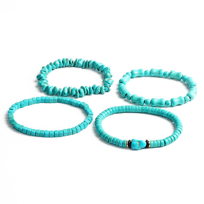 Bohemian Turquoises Beads Bracelets for Women Reiki Nature Stone Cube Cylinder Irregular Bracelets Healing Healthcare Jewelry