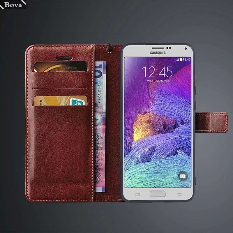 Kartenhalter Hülle für Samsung Galaxy Note 4 N9100 N910F PU Leder Klapphülle Retro Brieftasche Handyhülle Business Fundas Coque