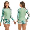 Damen Sportlicher Badeanzug-Set mit Print, Reißverschluss vorne, gepolsterten Cups, hoch elastischem Dreiecks-Bikini, Schwimmen, Fitness