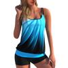 Women's Two-piece Swimsuit Camisole Swimsuit Lined Backless Two-piece Swimsuit Vest With Swim Trunks Slim Print Gradient Swimsuit Set