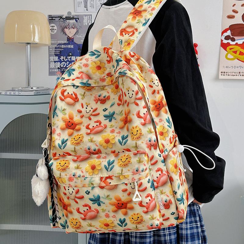 2025 autumn new backpack Japanese cartoon printed backpack campus style high school student schoolbag tide
