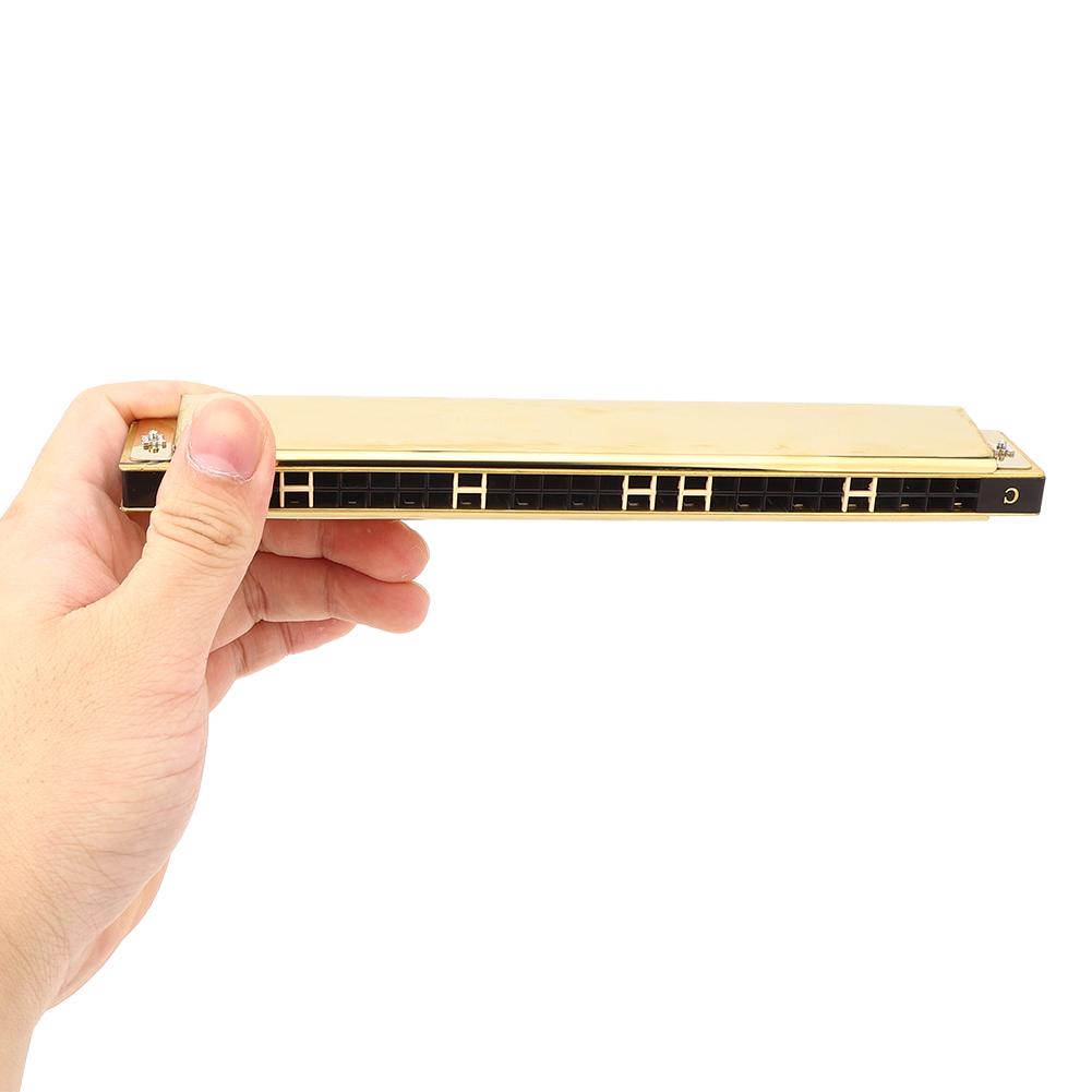 C Key Harmonica 28 Hole Wide Range Polyphony Type Stainless Steel ABS Material Mouth OrganGold