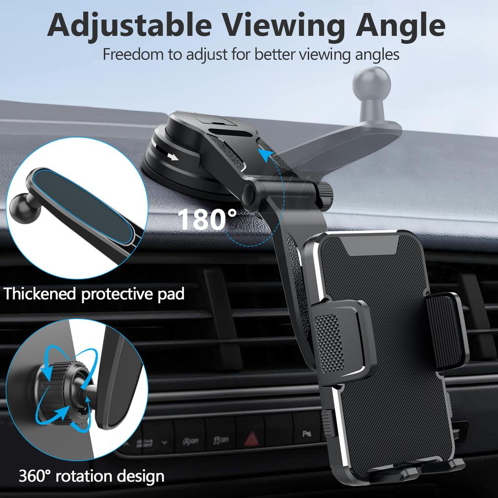 ML241 Car Phone Holder 360 Degree Rotation Adjustable Arm Suction Cup Mount Bracket