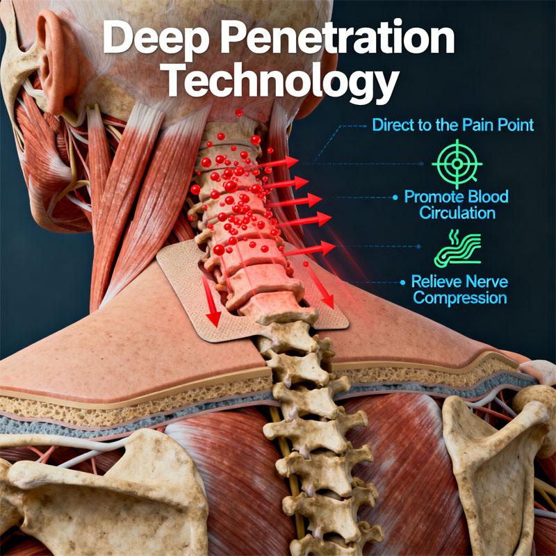 Japanese Technology Neck Pain Relief Patch - Self-Heating Deep Penetration Herbal Plaster for Stiff Neck, Shoulder Soreness & Muscle Tension