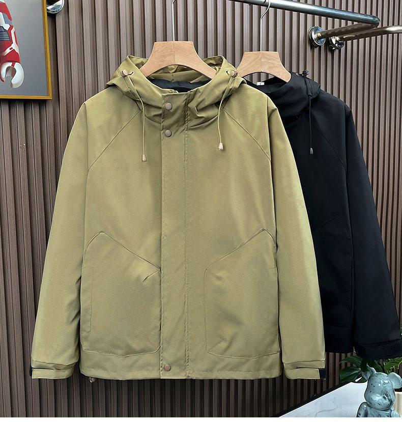Men's Windproof Hooded Mountaineering Jacket - Solid Color, Fashionable and Casual Workwear