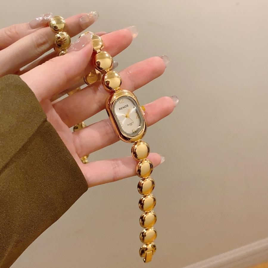 New Golden Bracelet Women's Watch Oval Simple Light Luxury Quartz Wristwatch Ladies Watches