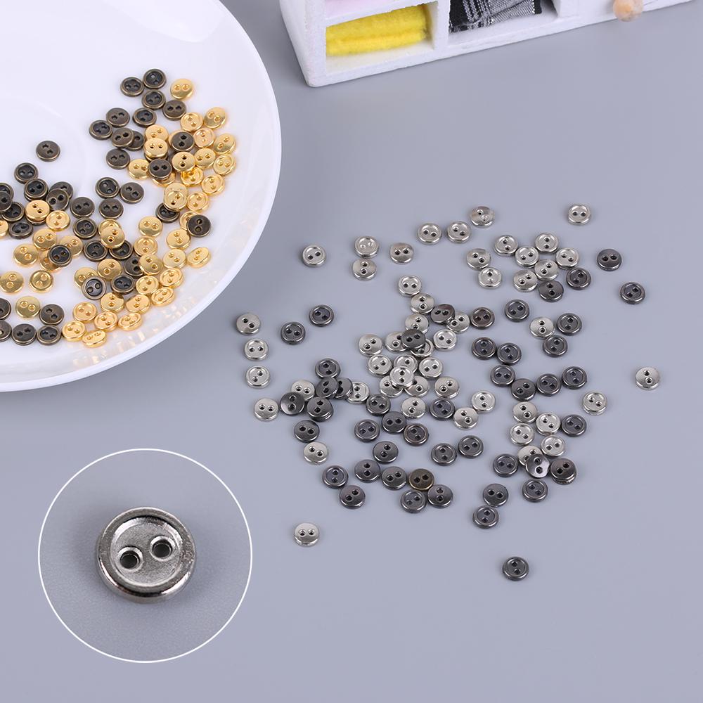 50Pcs 3mm 4mm 5mm 6mm 7mm 8mm Doll Buttons For DIY Sewing Blyth Doll Clothing Mini Buttons Metal Mixed Color Round Bread Buttons