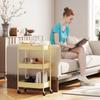 Serving Cart, Steel Trolley, 3 Perforated Shelves, 45 x 30.6 x 79 cm, Yellow