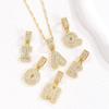 Luxury Zircon Letter & Candy Flower Pendant Necklace with Melon Seed Chain